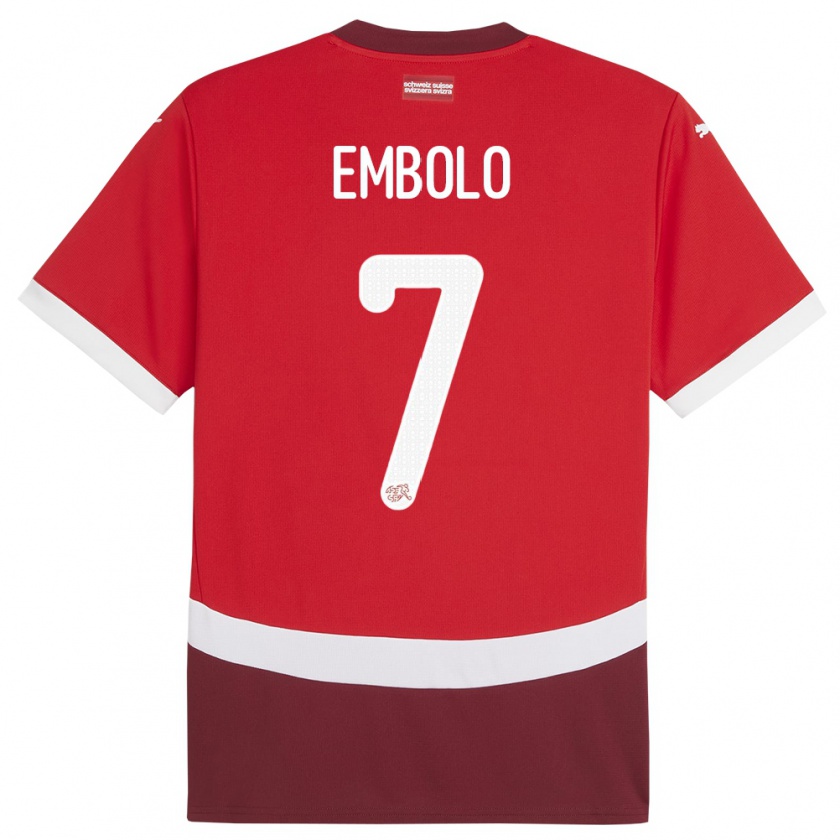 Kandiny Bambino Maglia Svizzera Breel Embolo #7 Rosso Kit Gara Home 24-26 Maglietta