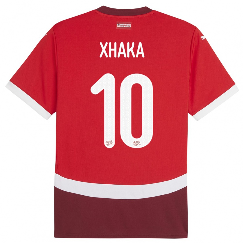 Kandiny Kinder Schweiz Granit Xhaka #10 Rot Heimtrikot Trikot 24-26 T-Shirt Österreich