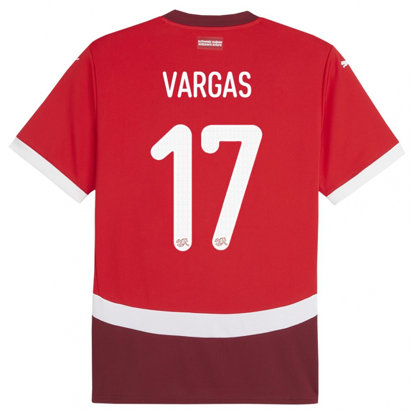 Kandiny Kinderen Zwitserland Ruben Vargas #17 Rood Thuisshirt Thuistenue 24-26 T-Shirt België