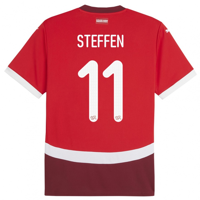 Kandiny Bambino Maglia Svizzera Renato Steffen #11 Rosso Kit Gara Home 24-26 Maglietta