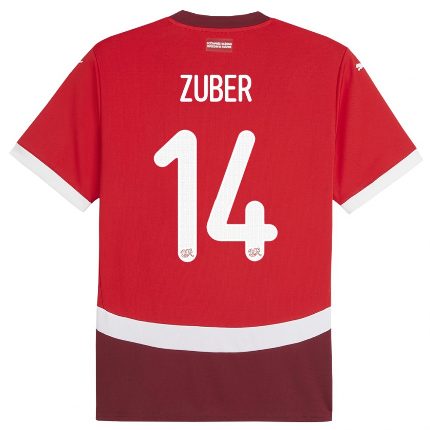 Kandiny Kinderen Zwitserland Steven Zuber #14 Rood Thuisshirt Thuistenue 24-26 T-Shirt