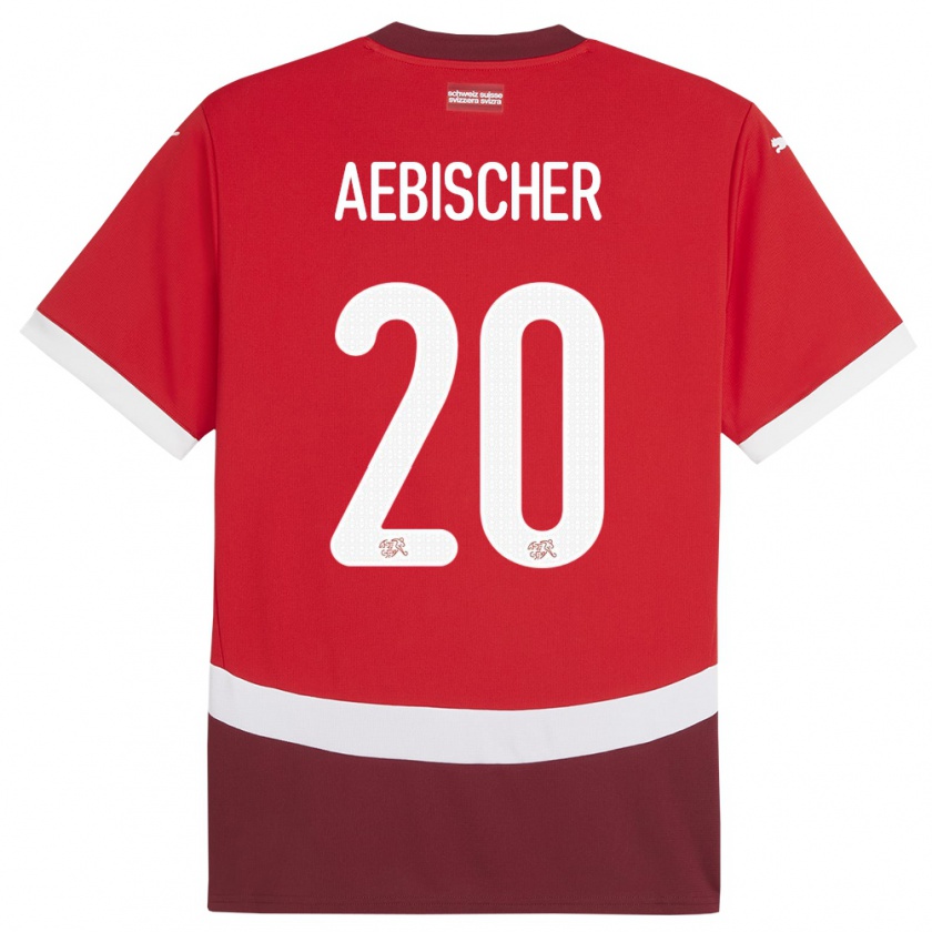 Kandiny Bambino Maglia Svizzera Michel Aebischer #20 Rosso Kit Gara Home 24-26 Maglietta