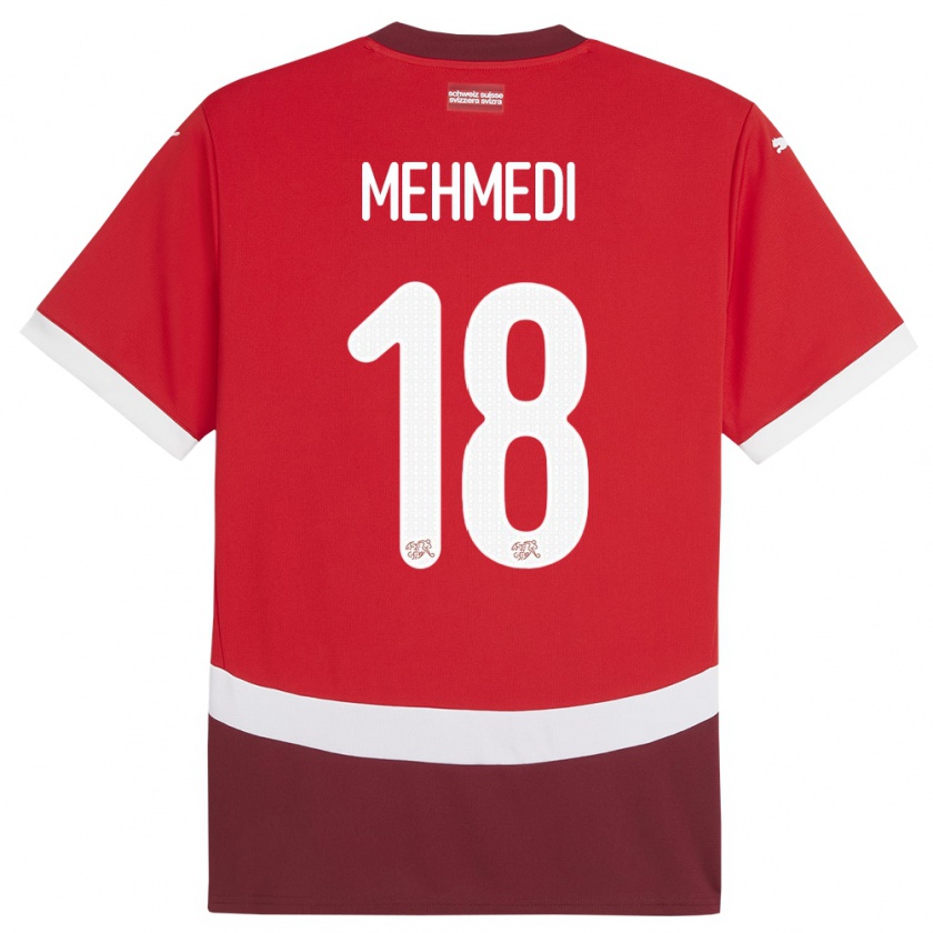 Kandiny Bambino Maglia Svizzera Admir Mehmedi #18 Rosso Kit Gara Home 24-26 Maglietta