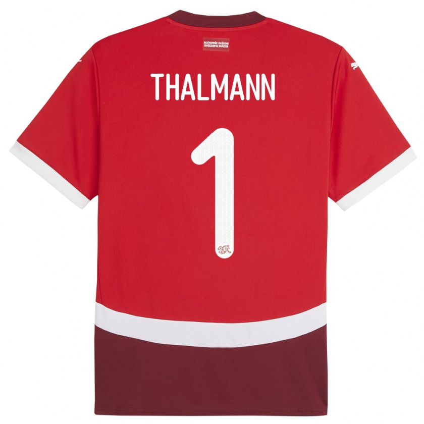 Kandiny Kinderen Zwitserland Gaelle Thalmann #1 Rood Thuisshirt Thuistenue 24-26 T-Shirt België