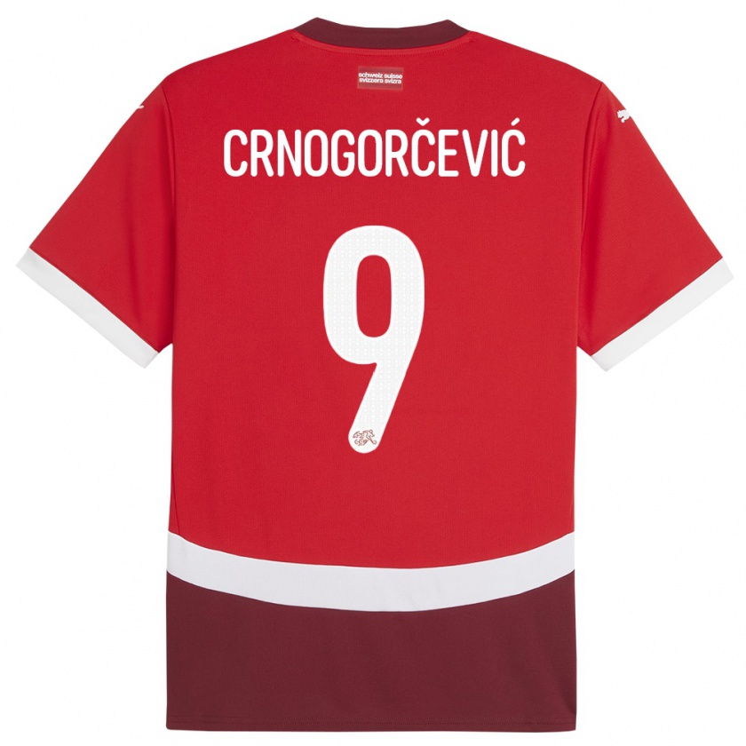 Kandiny Bambino Maglia Svizzera Ana Maria Crnogorcevic #9 Rosso Kit Gara Home 24-26 Maglietta