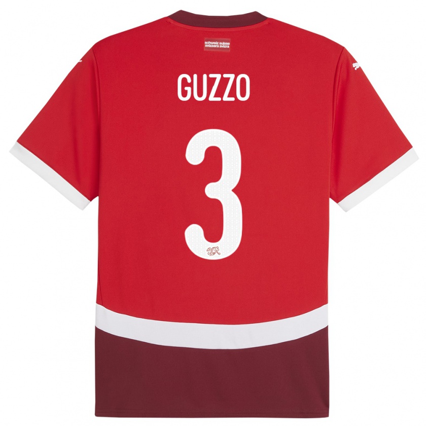 Kandiny Kinderen Zwitserland Ramon Guzzo #3 Rood Thuisshirt Thuistenue 24-26 T-Shirt België