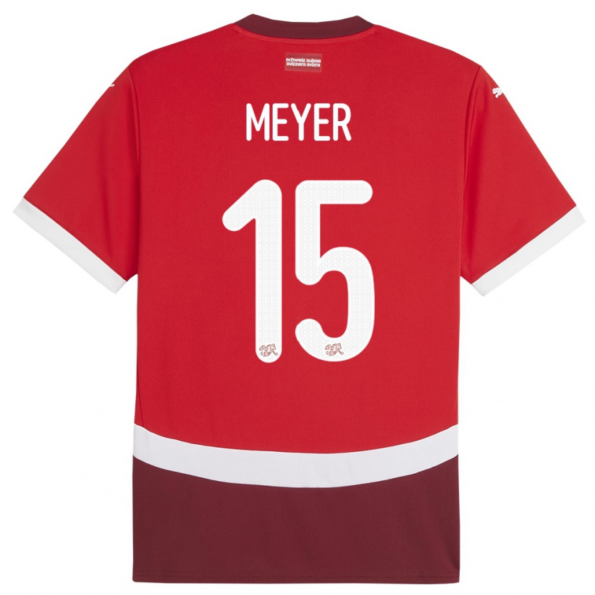 Kandiny Bambino Maglia Svizzera Leny Meyer #15 Rosso Kit Gara Home 24-26 Maglietta