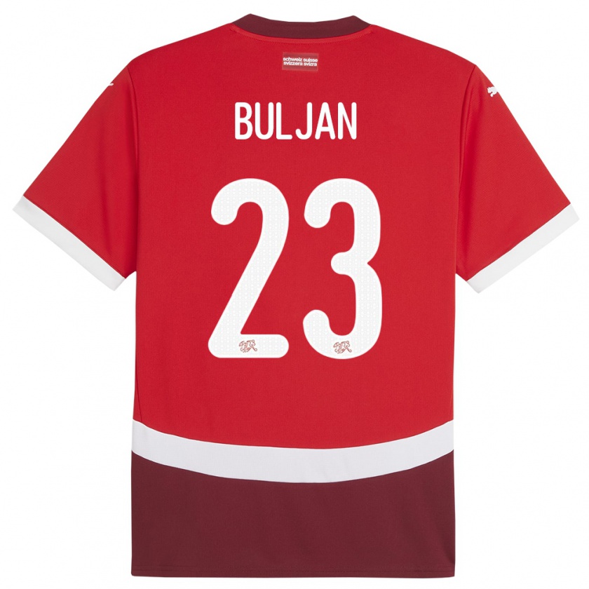 Kandiny Kinderen Zwitserland Leo Buljan #23 Rood Thuisshirt Thuistenue 24-26 T-Shirt België