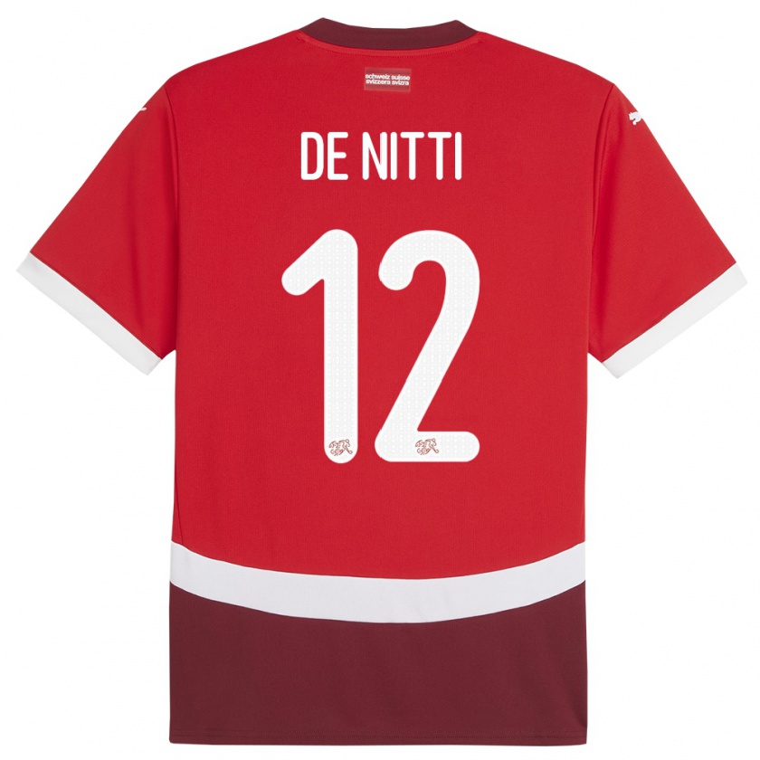 Kandiny Bambino Maglia Svizzera Gianni De Nitti #12 Rosso Kit Gara Home 24-26 Maglietta