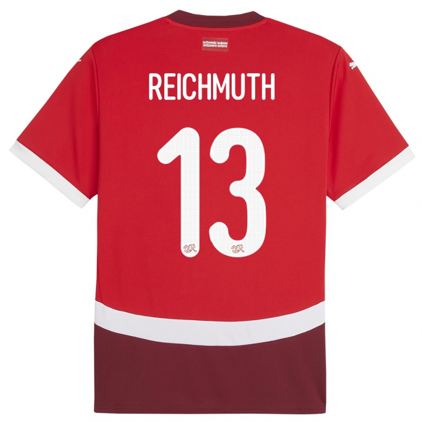 Kandiny Kinder Schweiz Miguel Reichmuth #13 Rot Heimtrikot Trikot 24-26 T-Shirt Österreich