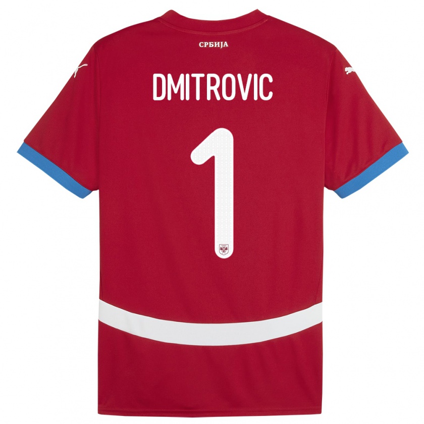 Kandiny Kinderen Servië Marko Dmitrovic #1 Rood Thuisshirt Thuistenue 24-26 T-Shirt België