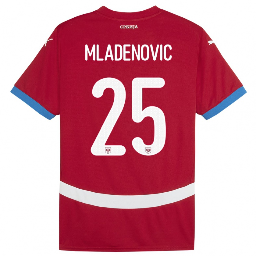 Kandiny Kinderen Servië Filip Mladenovic #25 Rood Thuisshirt Thuistenue 24-26 T-Shirt