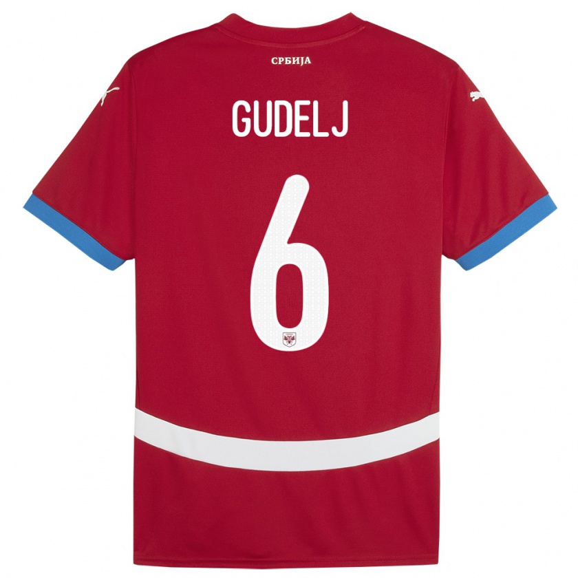 Kandiny Kinderen Servië Nemanja Gudelj #6 Rood Thuisshirt Thuistenue 24-26 T-Shirt