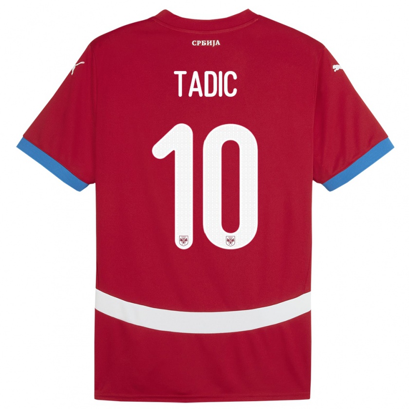 Kandiny Kinderen Servië Dusan Tadic #10 Rood Thuisshirt Thuistenue 24-26 T-Shirt