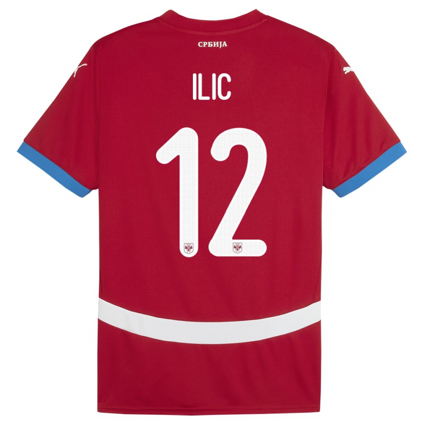 Kandiny Kinderen Servië Marko Ilic #12 Rood Thuisshirt Thuistenue 24-26 T-Shirt