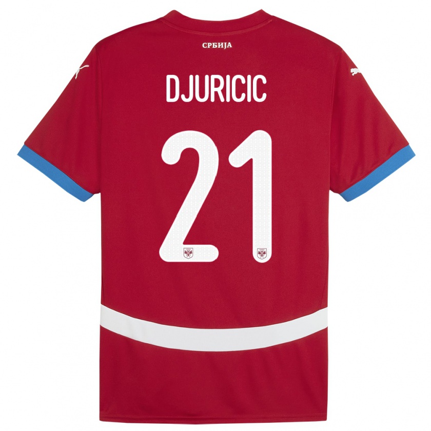 Kandiny Kinderen Servië Filip Djuricic #21 Rood Thuisshirt Thuistenue 24-26 T-Shirt België