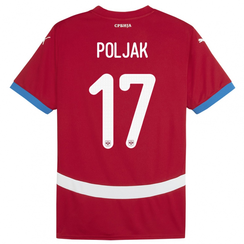 Kandiny Kinderen Servië Allegra Poljak #17 Rood Thuisshirt Thuistenue 24-26 T-Shirt