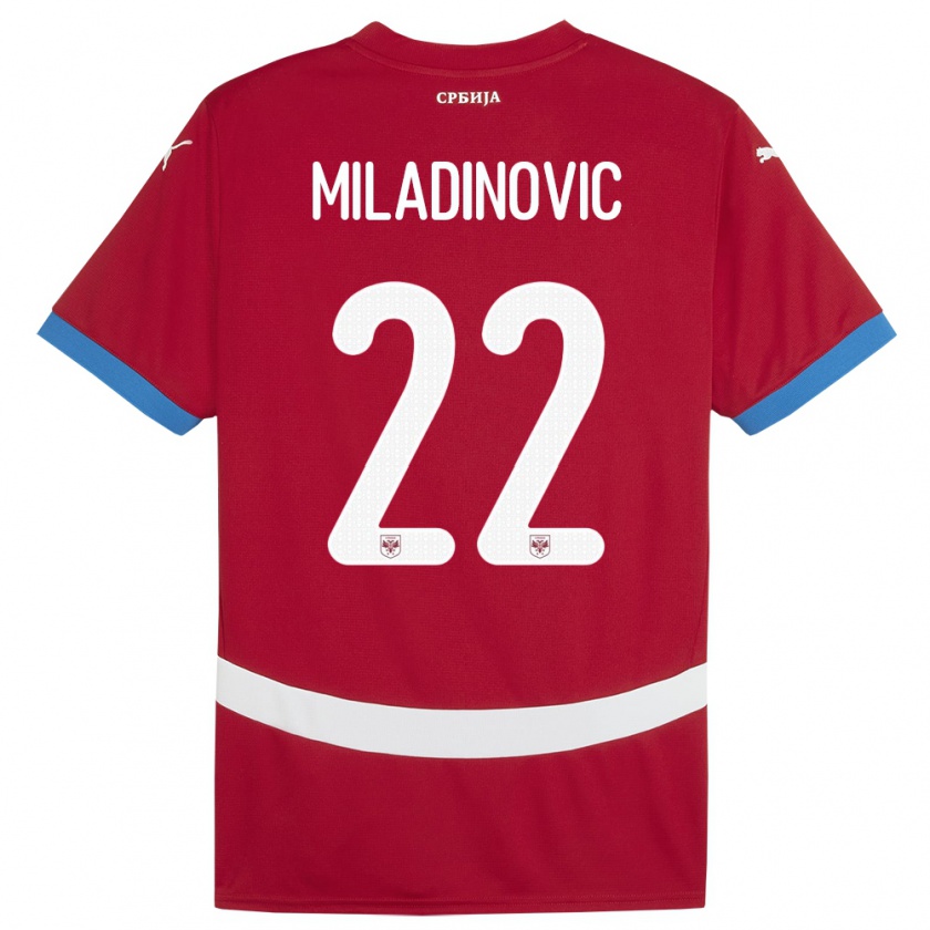 KandinyキッズセルビアIgor Miladinovic#22赤ホームシャツ24-26ジャージーユニフォーム