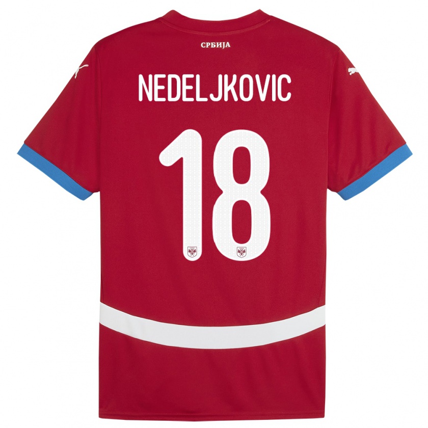 Kandiny Kinderen Servië Kosta Nedeljkovic #18 Rood Thuisshirt Thuistenue 24-26 T-Shirt België