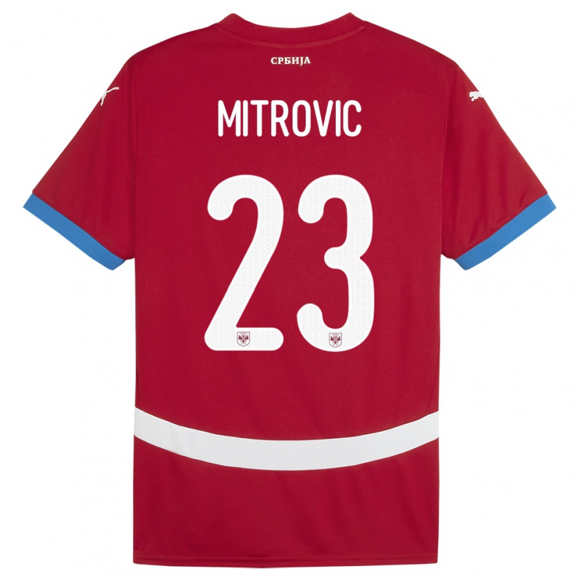 Kandiny Bambino Maglia Serbia Vuk Mitrovic #23 Rosso Kit Gara Home 24-26 Maglietta