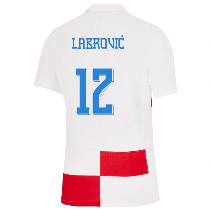 Kandiny Kinderen Kroatië Nediljko Labrovic #12 Wit Rood Thuisshirt Thuistenue 24-26 T-Shirt