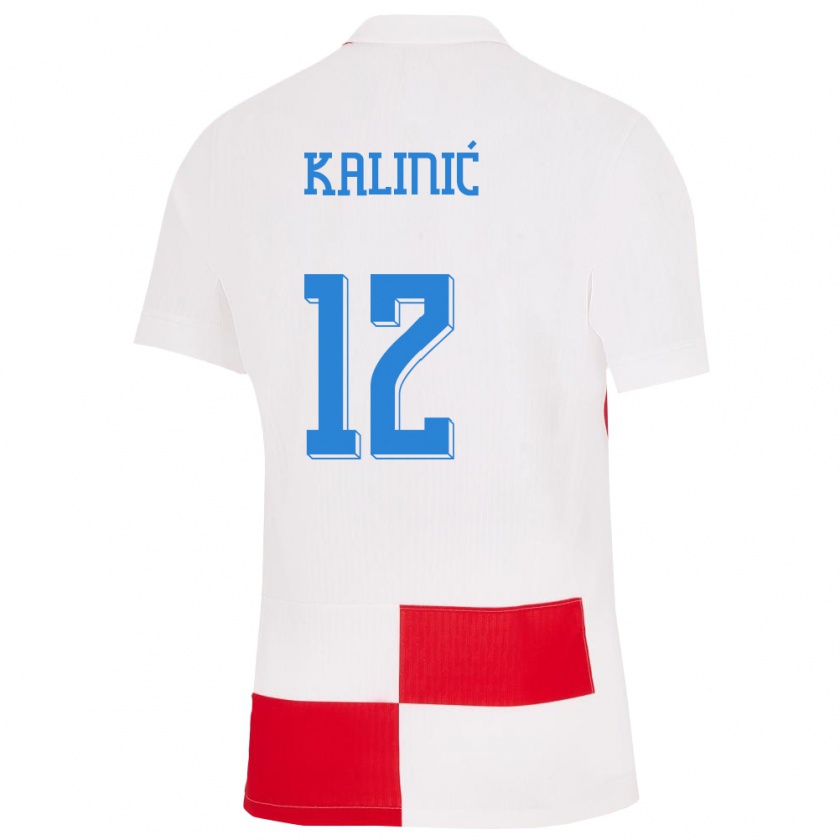 Kandiny Kinderen Kroatië Lovre Kalinic #12 Wit Rood Thuisshirt Thuistenue 24-26 T-Shirt België