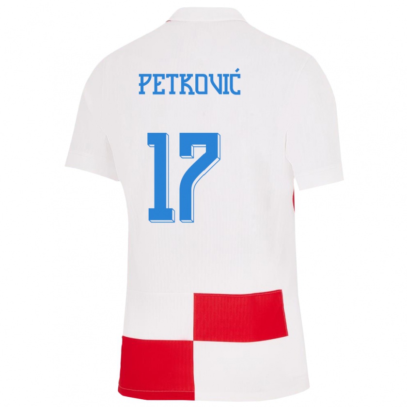 Kandiny Kinder Kroatien Bruno Petkovic #17 Weiß Rot Heimtrikot Trikot 24-26 T-Shirt Österreich