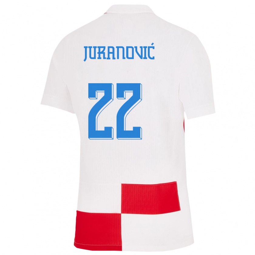 Kandiny Kinderen Kroatië Josip Juranovic #22 Wit Rood Thuisshirt Thuistenue 24-26 T-Shirt