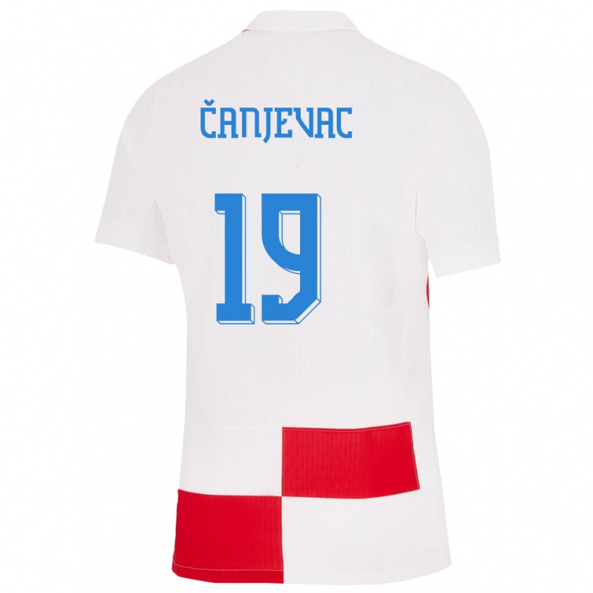 Kandiny Kinderen Kroatië Janja Canjevac #19 Wit Rood Thuisshirt Thuistenue 24-26 T-Shirt België