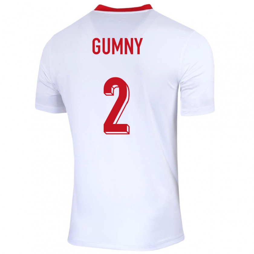 Kandiny Bambino Maglia Polonia Robert Gumny #2 Bianco Kit Gara Home 24-26 Maglietta