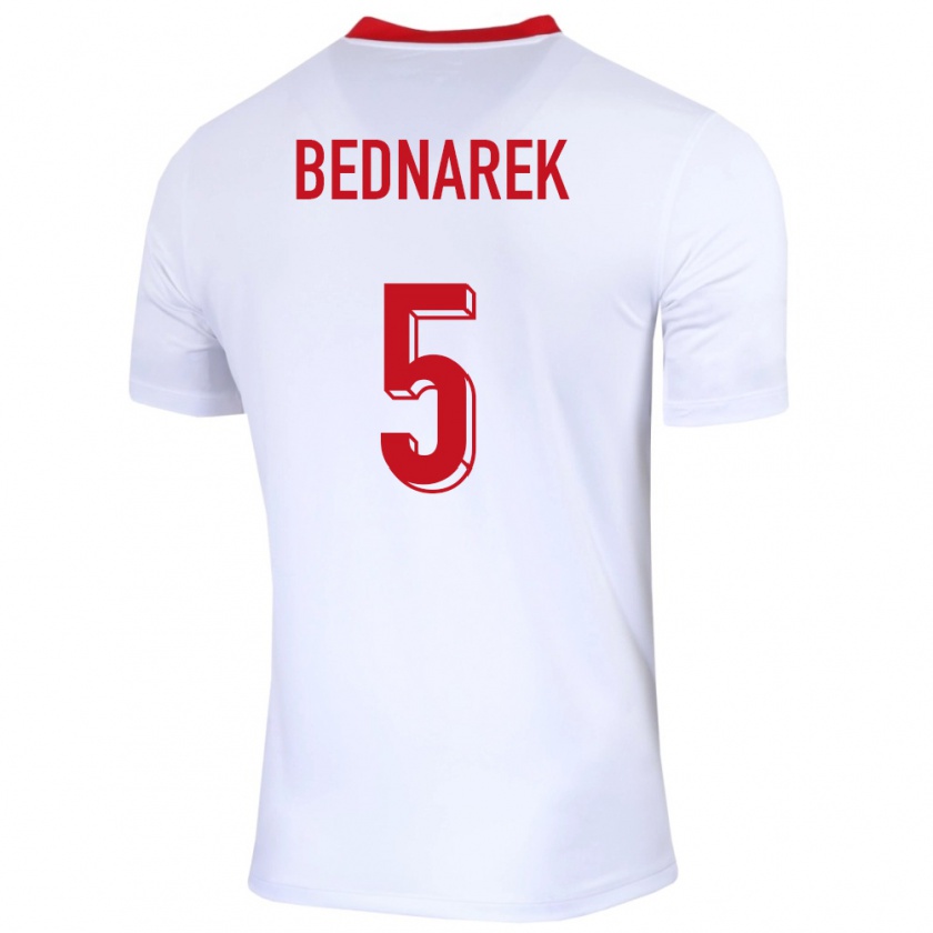 Kandiny Bambino Maglia Polonia Jan Bednarek #5 Bianco Kit Gara Home 24-26 Maglietta