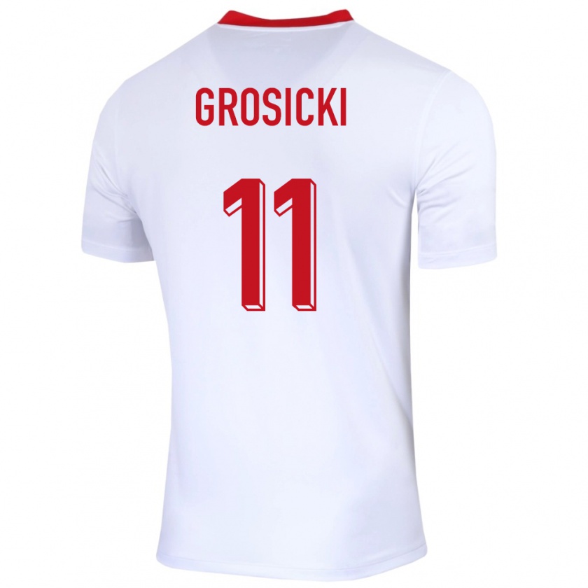 Kandiny Kinderen Polen Kamil Grosicki #11 Wit Thuisshirt Thuistenue 24-26 T-Shirt België