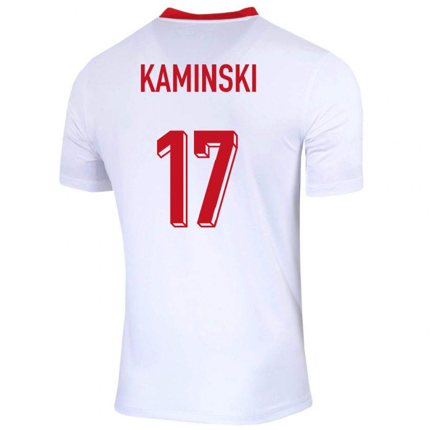 Kandiny Bambino Maglia Polonia Jakub Kaminski #17 Bianco Kit Gara Home 24-26 Maglietta