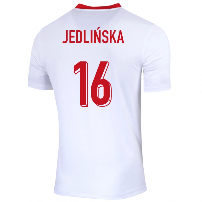 Kandiny Bambino Maglia Polonia Klaudia Jedlinska #16 Bianco Kit Gara Home 24-26 Maglietta