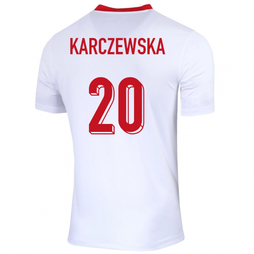 Kandiny Kinderen Polen Nikola Karczewska #20 Wit Thuisshirt Thuistenue 24-26 T-Shirt België