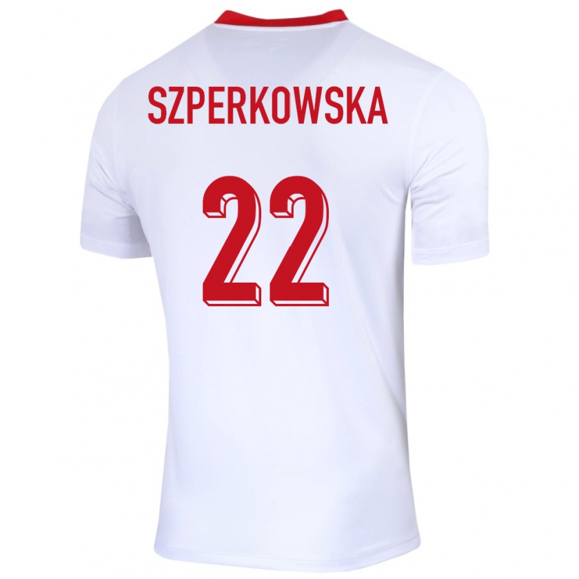 Kandiny Kinder Polen Oliwia Szperkowska #22 Weiß Heimtrikot Trikot 24-26 T-Shirt Österreich