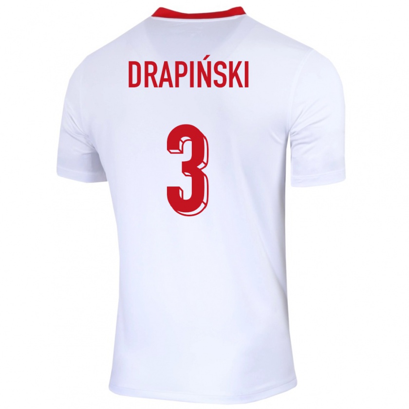 Kandiny Bambino Maglia Polonia Igor Drapinski #3 Bianco Kit Gara Home 24-26 Maglietta