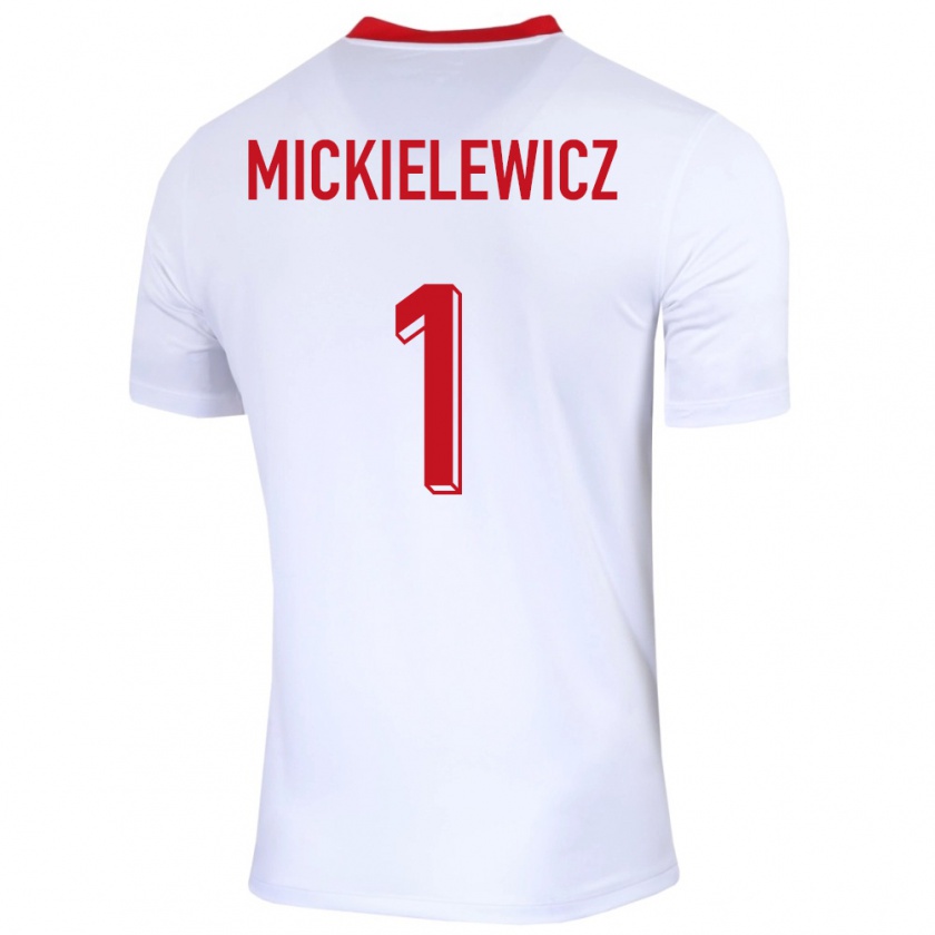 Kandiny Kinderen Polen Aleksander Mickielewicz #1 Wit Thuisshirt Thuistenue 24-26 T-Shirt