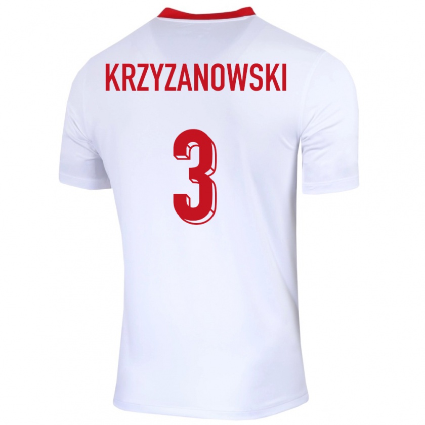 Kandiny Kinderen Polen Jakub Krzyzanowski #3 Wit Thuisshirt Thuistenue 24-26 T-Shirt België