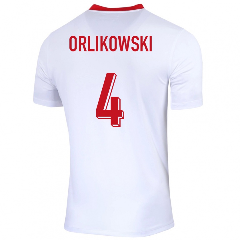 Kandiny Kinder Polen Igor Orlikowski #4 Weiß Heimtrikot Trikot 24-26 T-Shirt Österreich