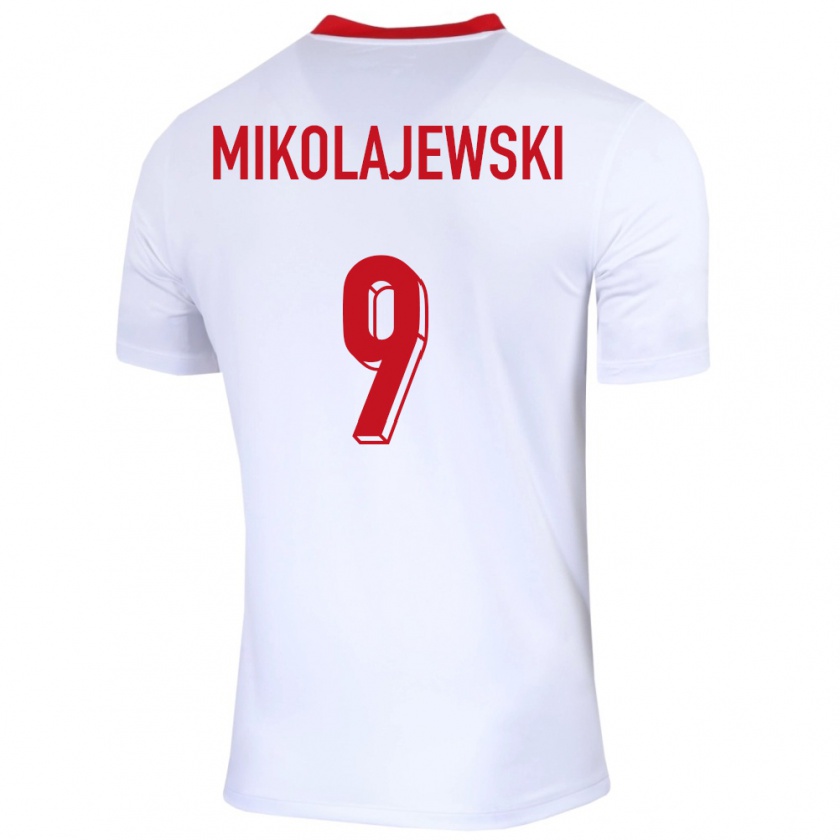 Kandiny Bambino Maglia Polonia Daniel Mikolajewski #9 Bianco Kit Gara Home 24-26 Maglietta