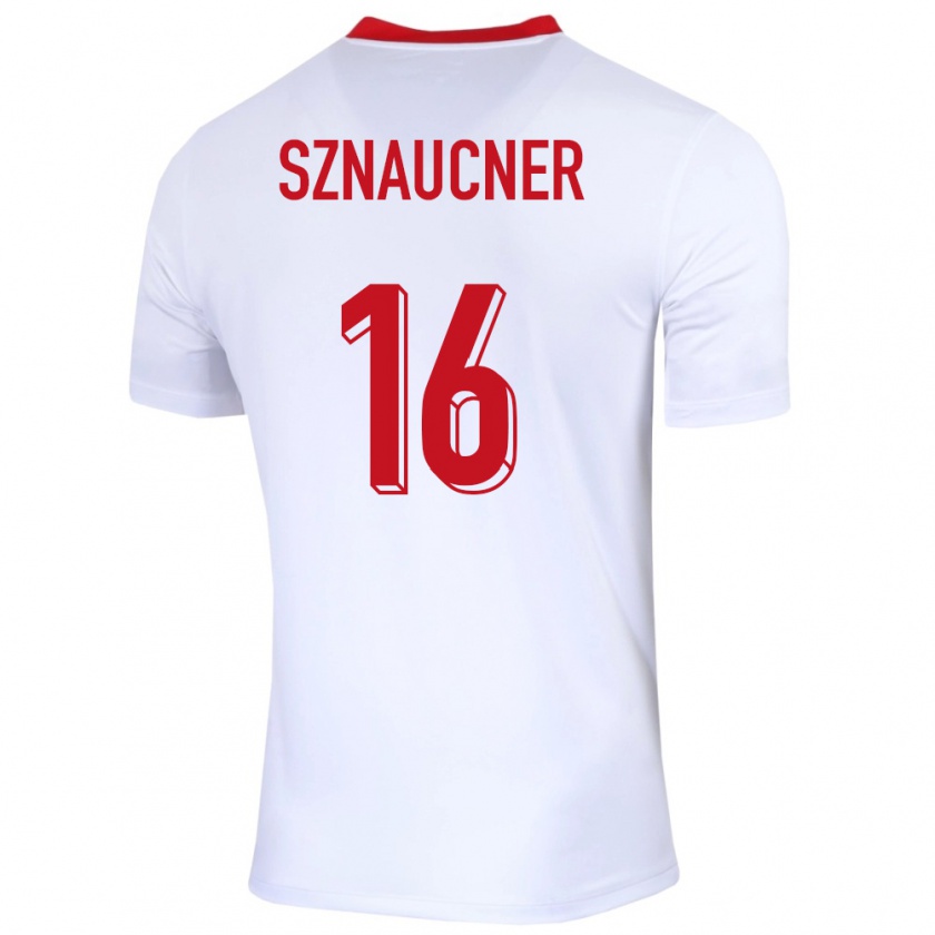 Kandiny Kinder Polen Maksymilian Sznaucner #16 Weiß Heimtrikot Trikot 24-26 T-Shirt Österreich