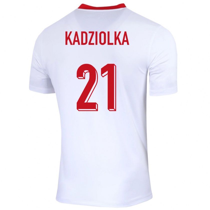 Kandiny Bambino Maglia Polonia Szymon Kadziolka #21 Bianco Kit Gara Home 24-26 Maglietta