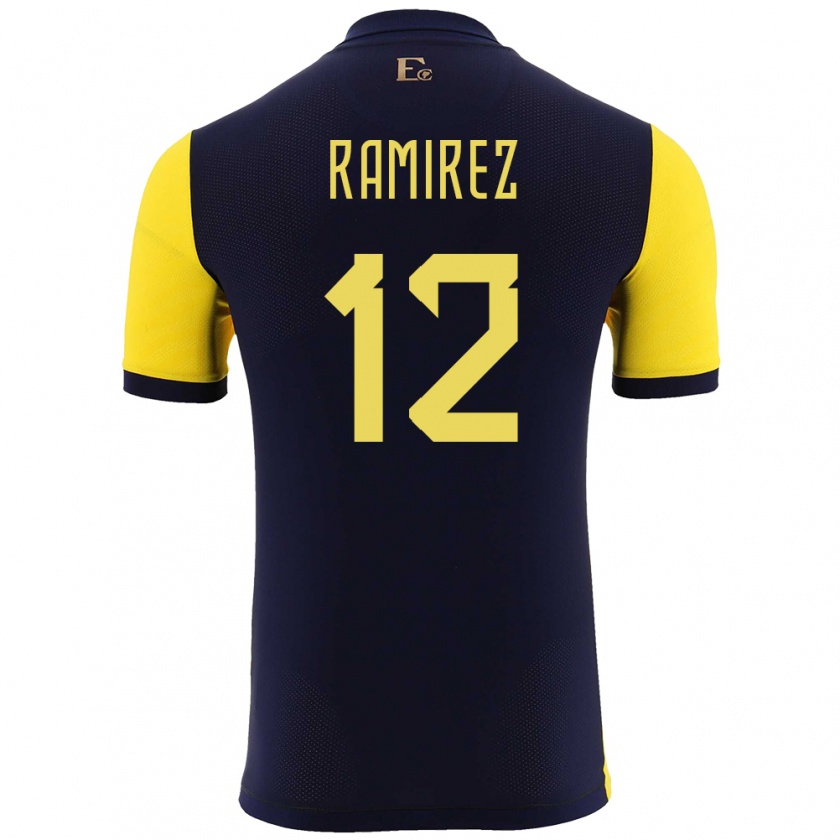 Kandiny Kinderen Ecuador Moises Ramirez #12 Geel Thuisshirt Thuistenue 24-26 T-Shirt België