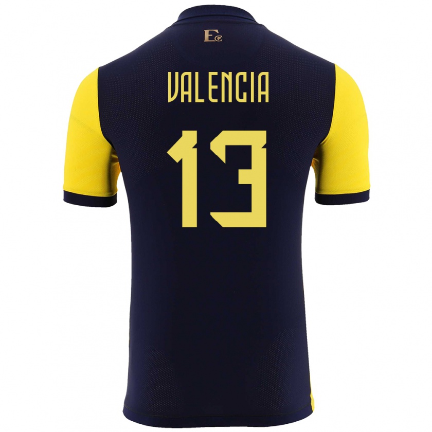 Kandiny Niño Camiseta Ecuador Enner Valencia #13 Amarillo 1ª Equipación 24-26 La Camisa