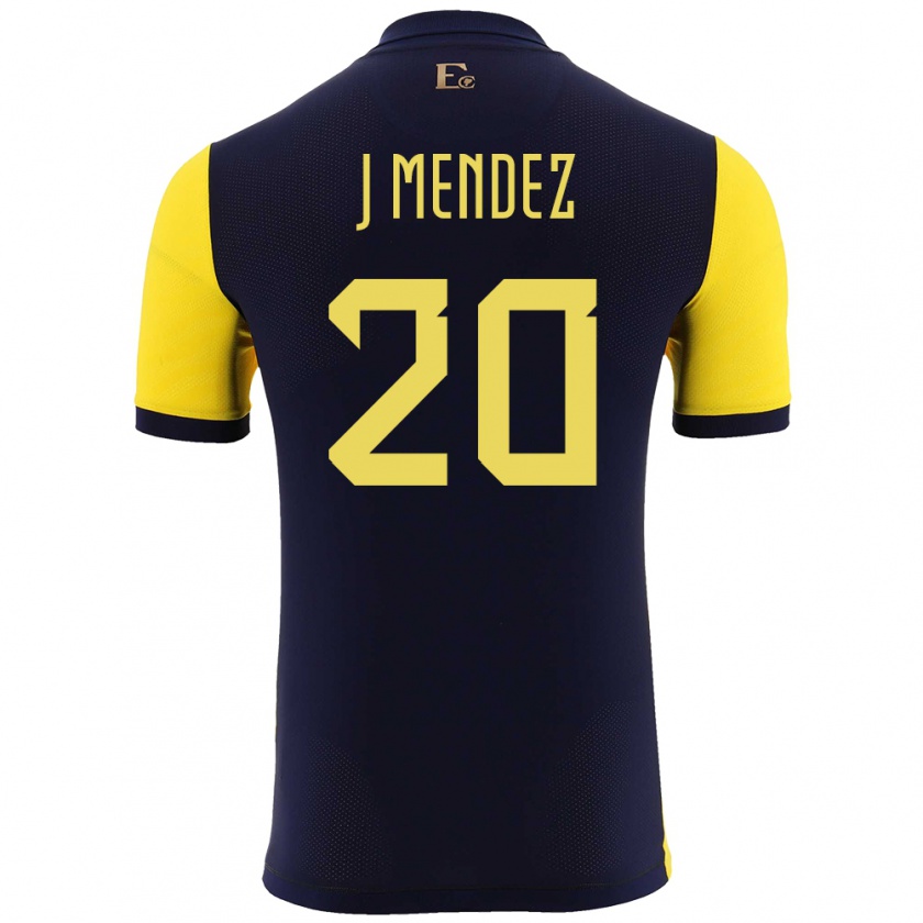 Kandiny Kinderen Ecuador Jhegson Mendez #20 Geel Thuisshirt Thuistenue 24-26 T-Shirt België