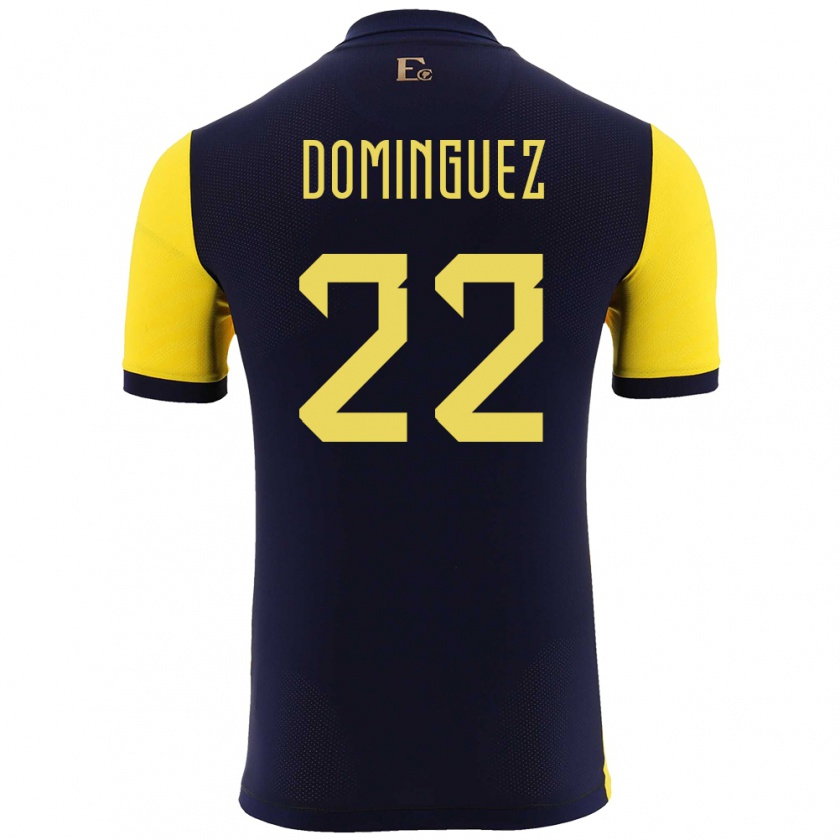 Kandiny Niño Camiseta Ecuador Alexander Dominguez #22 Amarillo 1ª Equipación 24-26 La Camisa