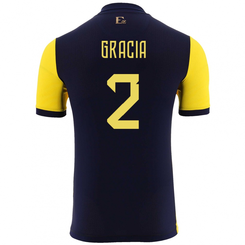 Kandiny Bambino Maglia Ecuador Ericka Gracia #2 Giallo Kit Gara Home 24-26 Maglietta