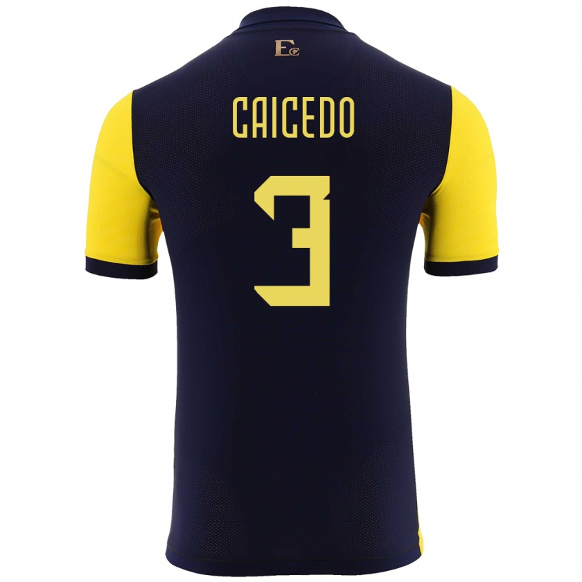 Kandiny Kinderen Ecuador Jessy Caicedo #3 Geel Thuisshirt Thuistenue 24-26 T-Shirt België