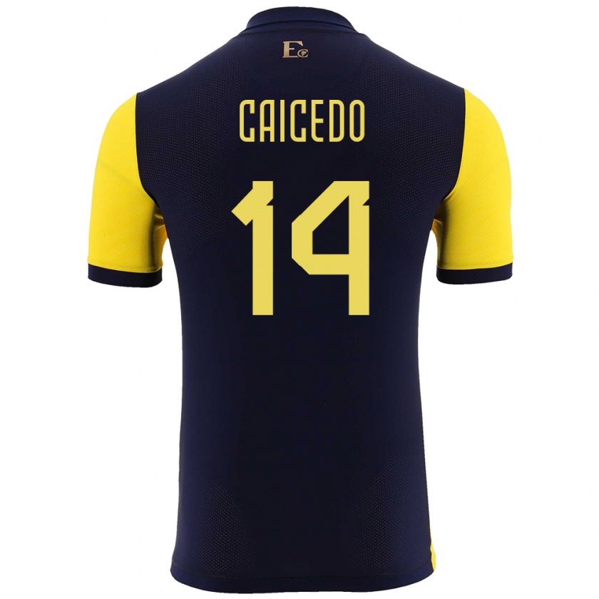 Kandiny Kinder Ecuador Carina Caicedo #14 Gelb Heimtrikot Trikot 24-26 T-Shirt Österreich